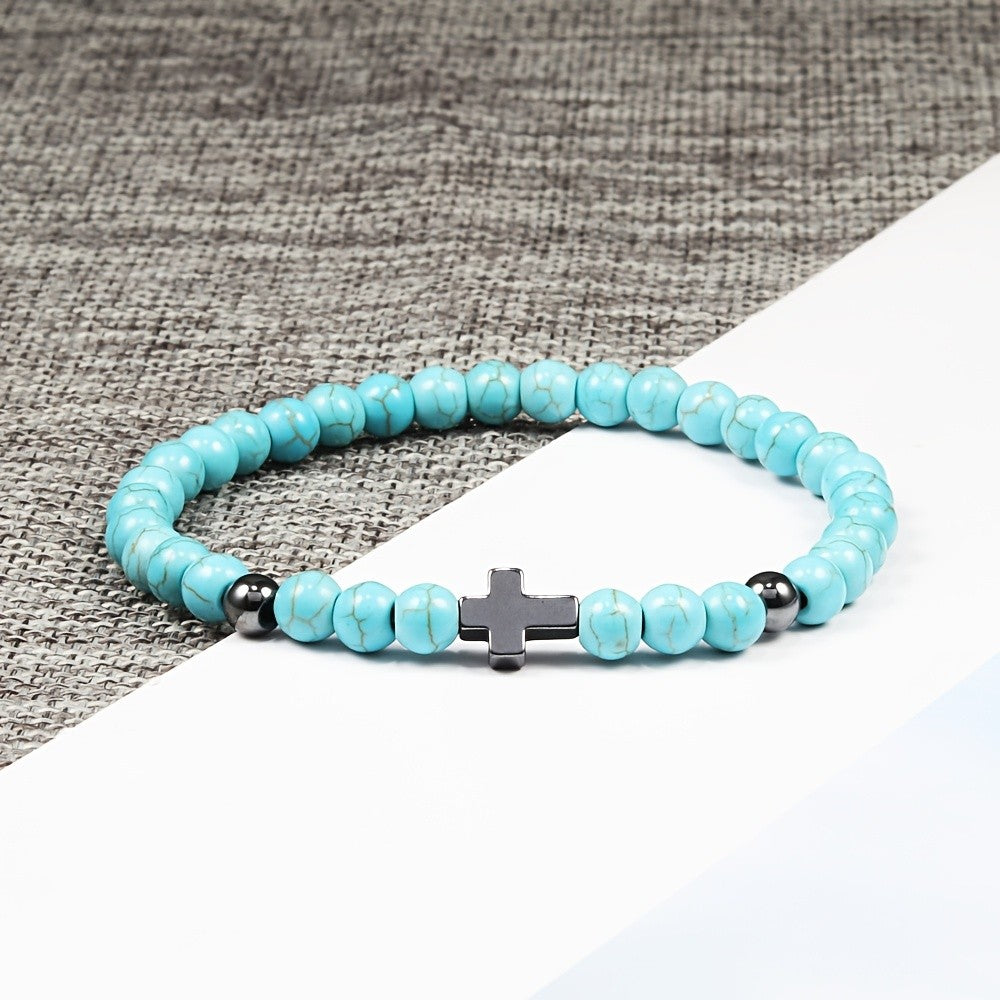 Turquoise & Black Cross Bracelet