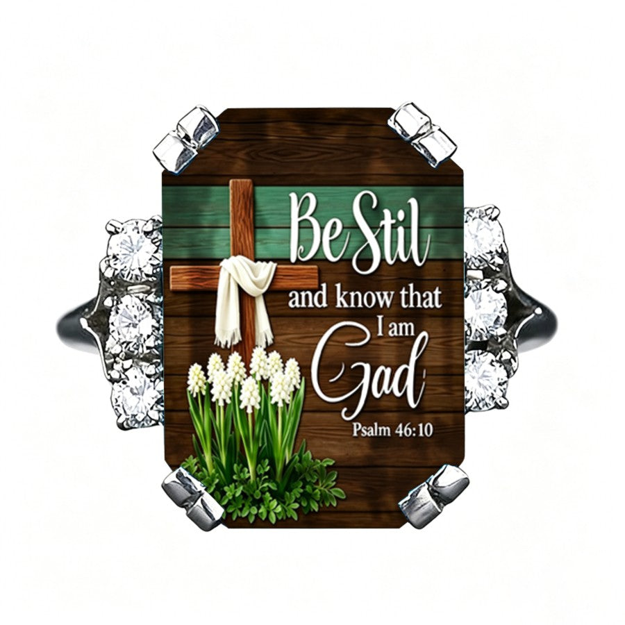 Scripture Cross & Hyacinth Ring