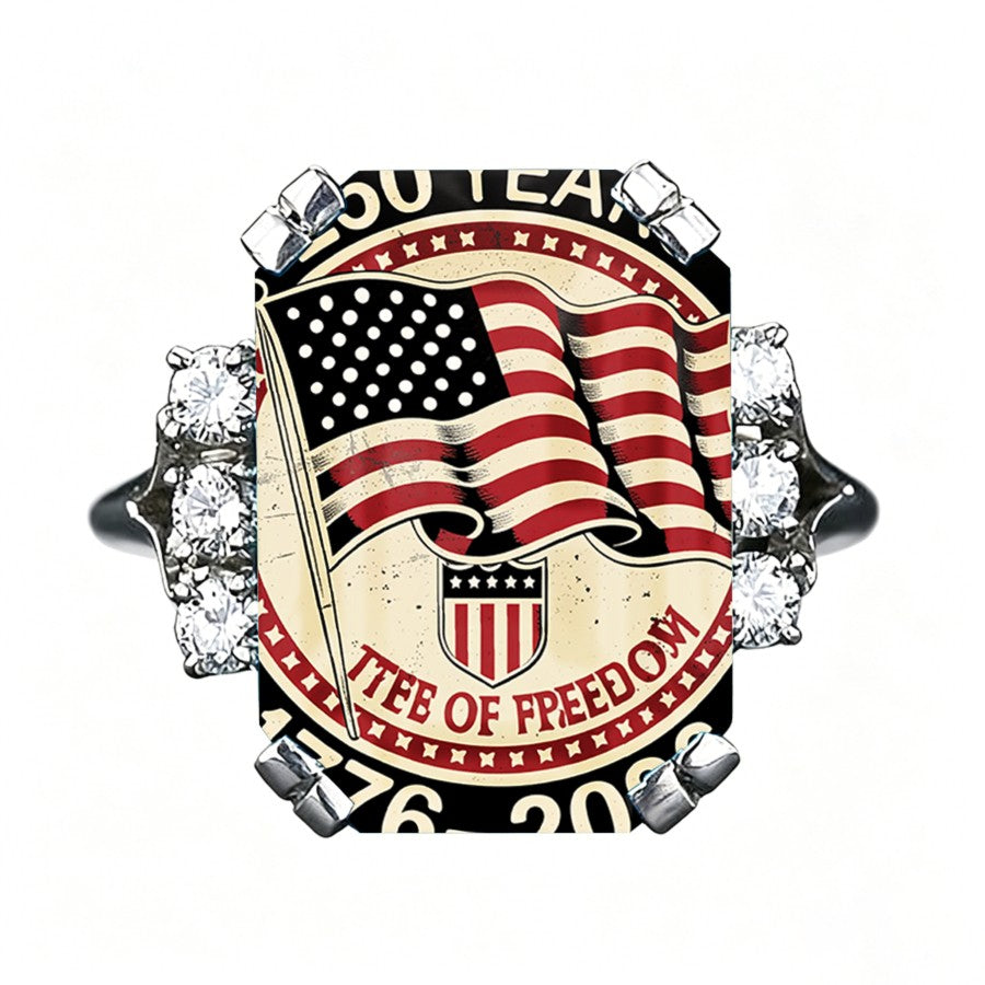 American Flag Crystal Ring
