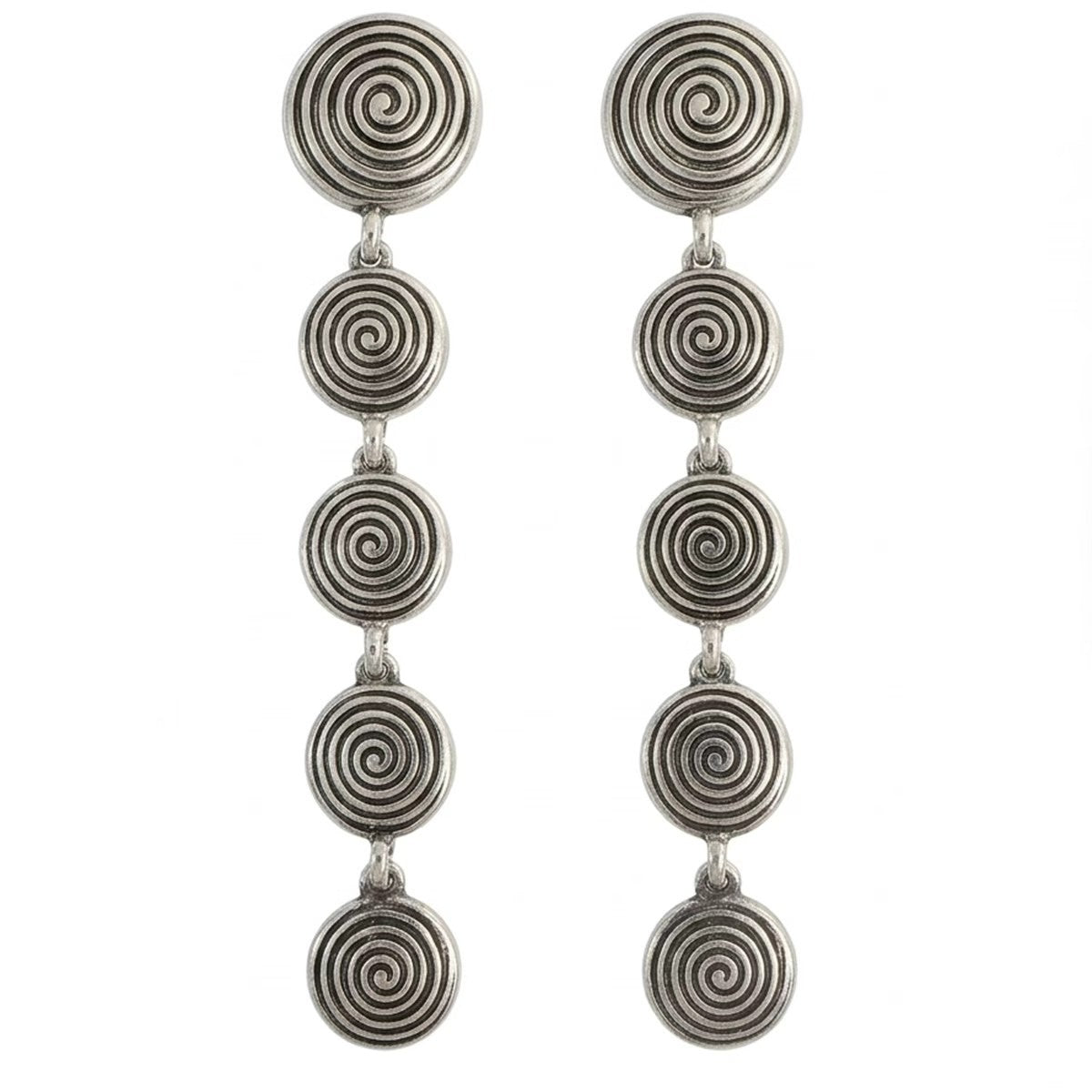 Spiral Disc Drop Earrings