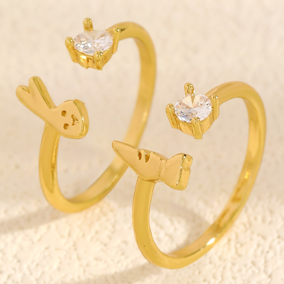 Rabbit & Crystal Open Ring
