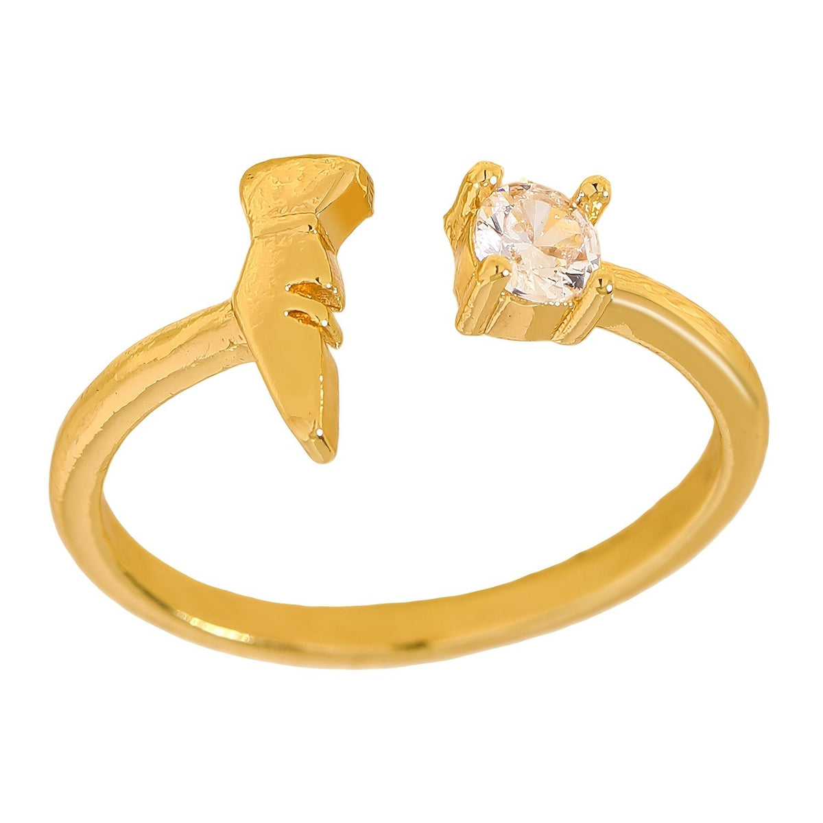 Rabbit & Crystal Open Ring