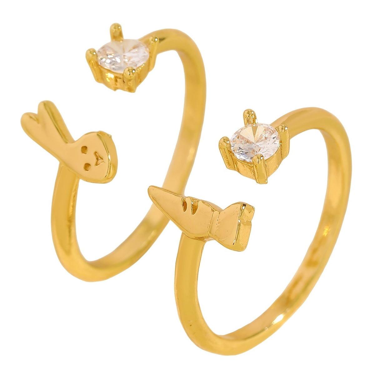 Rabbit & Crystal Open Ring