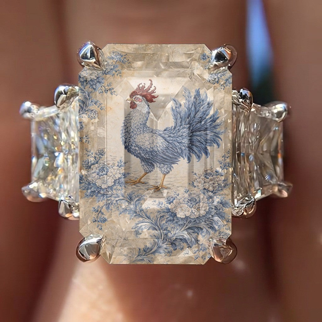 Blue Rooster Square Ring