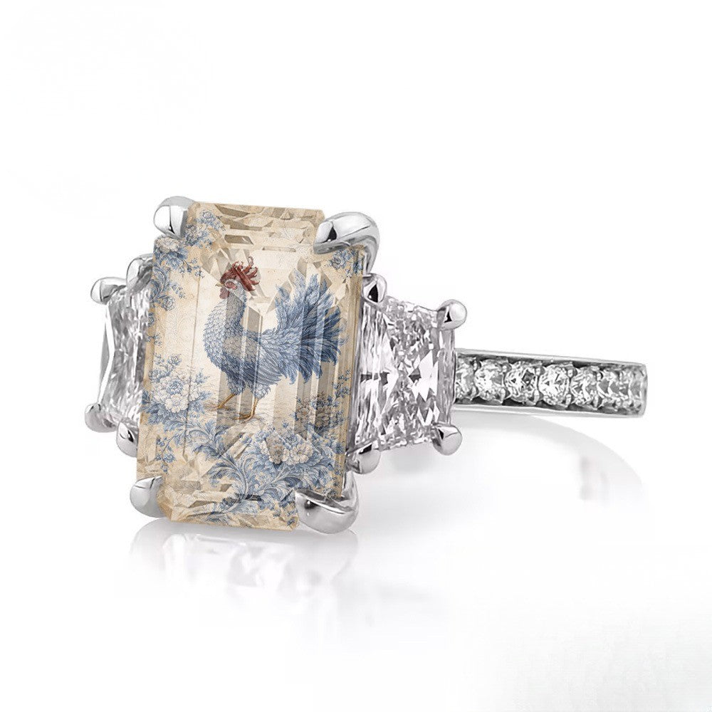 Blue Rooster Square Ring