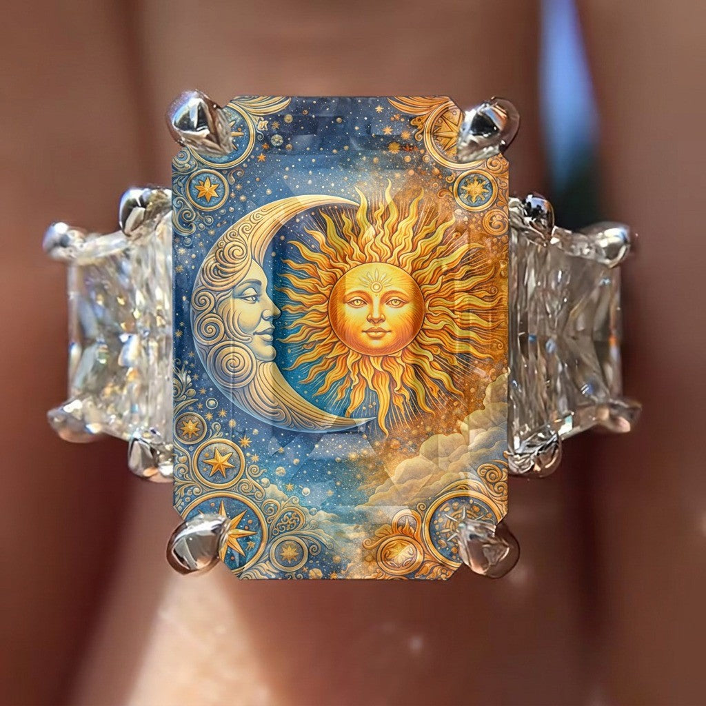 Sun and Moon Starry Sky Square Ring