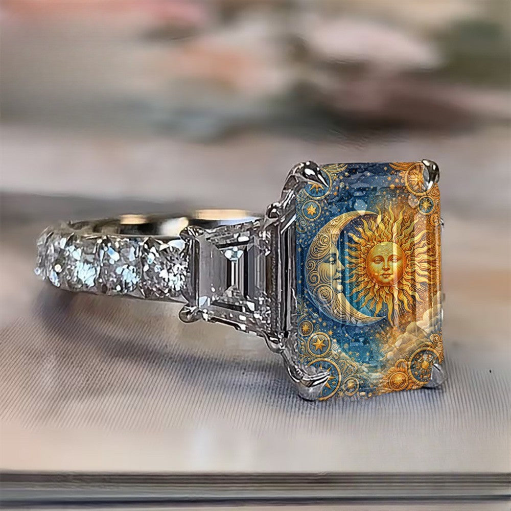 Sun and Moon Starry Sky Square Ring