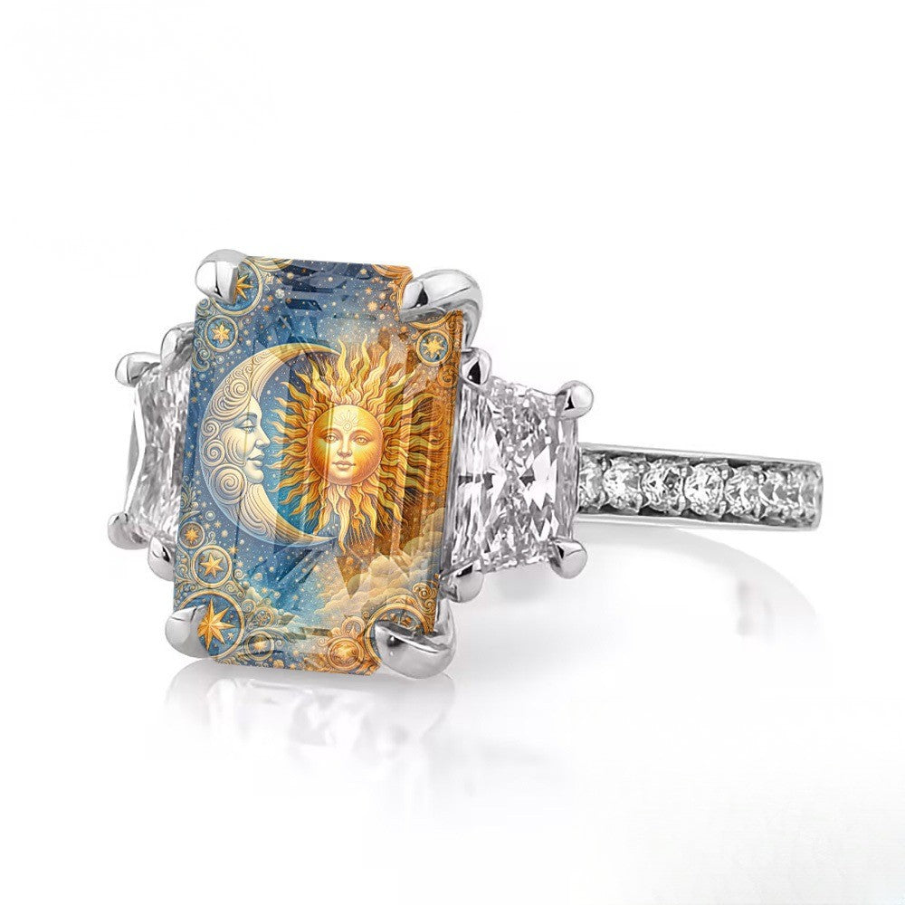 Sun and Moon Starry Sky Square Ring