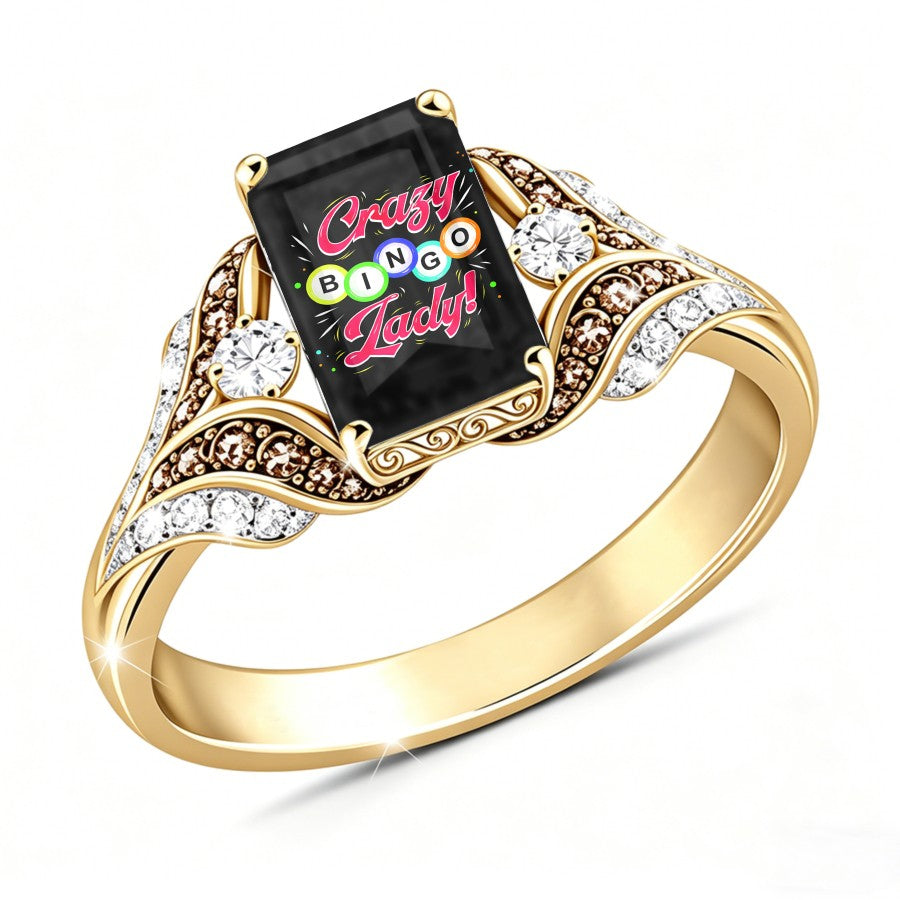 Colorful Bingo Ball Square Ring