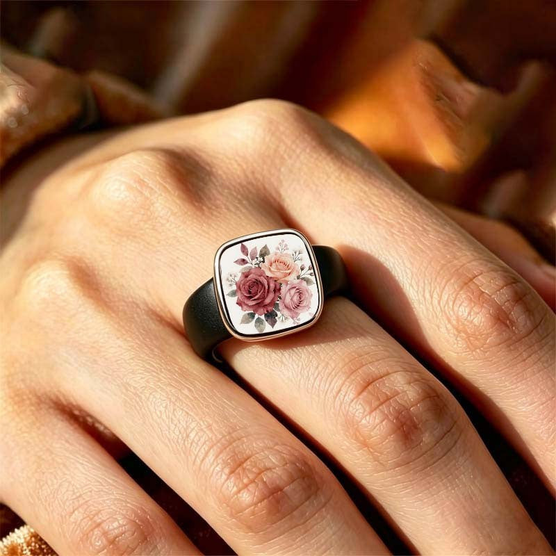 Dusty Rose Floral Square Ring