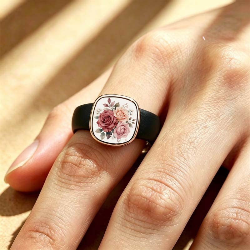 Dusty Rose Floral Square Ring