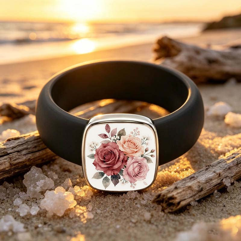 Dusty Rose Floral Square Ring