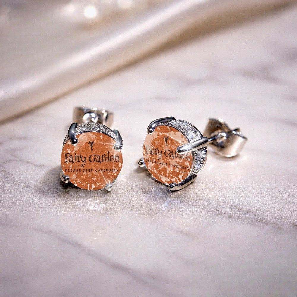 Fairy Garden Orange Crystal Stud Earrings