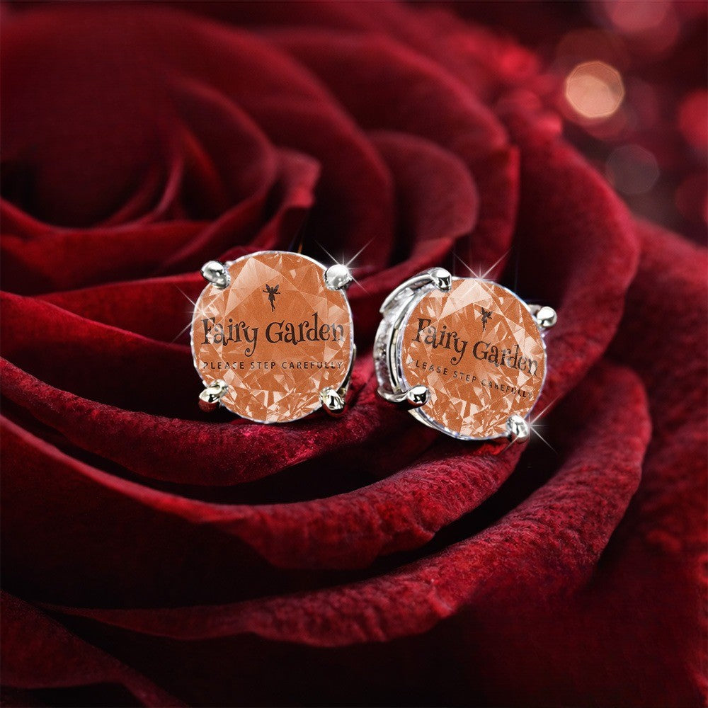 Fairy Garden Orange Crystal Stud Earrings