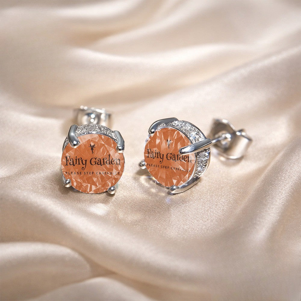 Fairy Garden Orange Crystal Stud Earrings