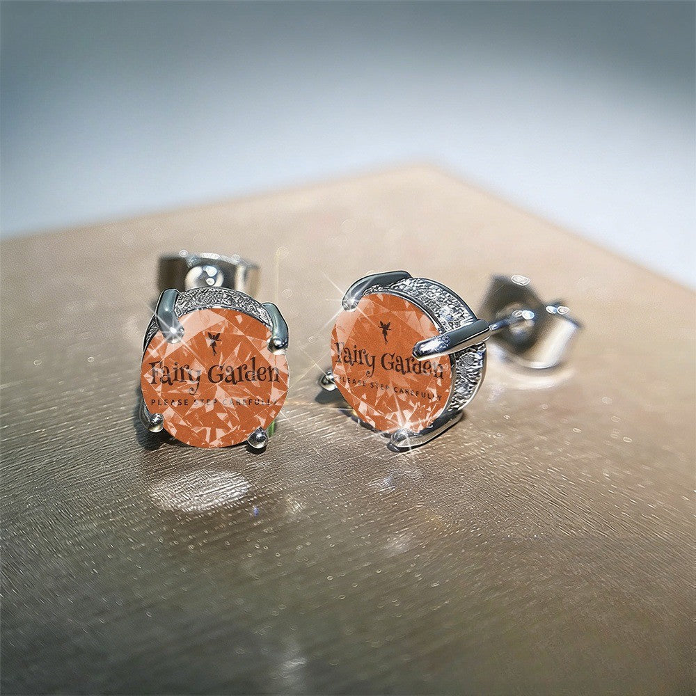 Fairy Garden Orange Crystal Stud Earrings