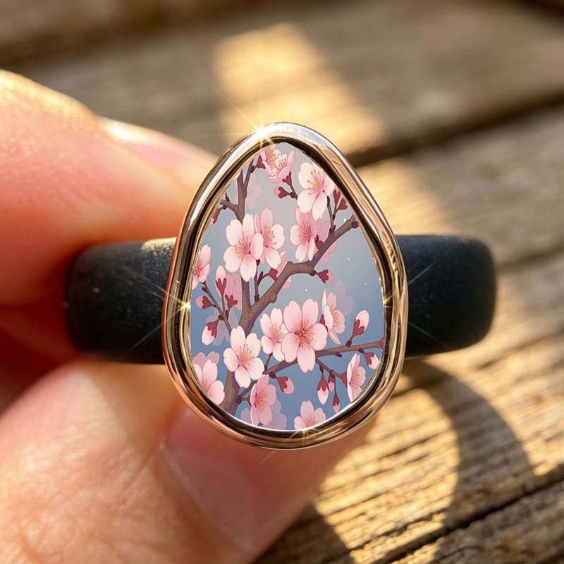 Cherry Blossom Branch Teardrop Ring