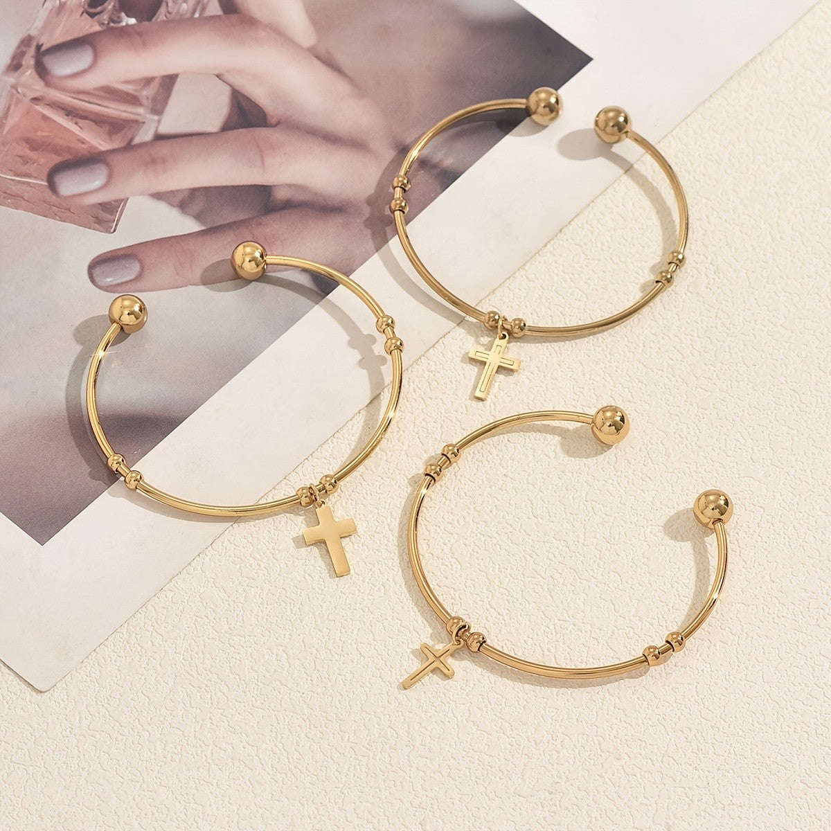 Triple Cross Bangle Bracelet