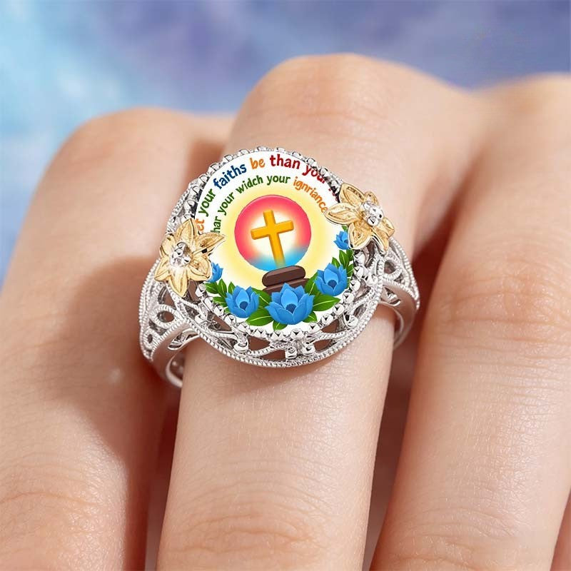Faith & Floral Cross Ring