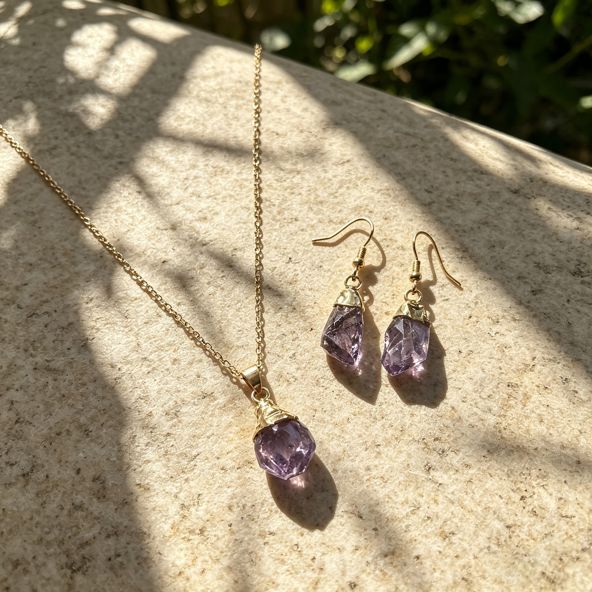 Raw Aqua Stone Jewelry Set