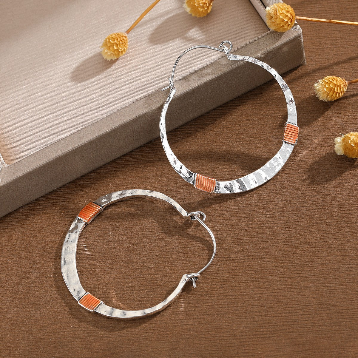 Hammered Wire Wrap Hoop Earrings