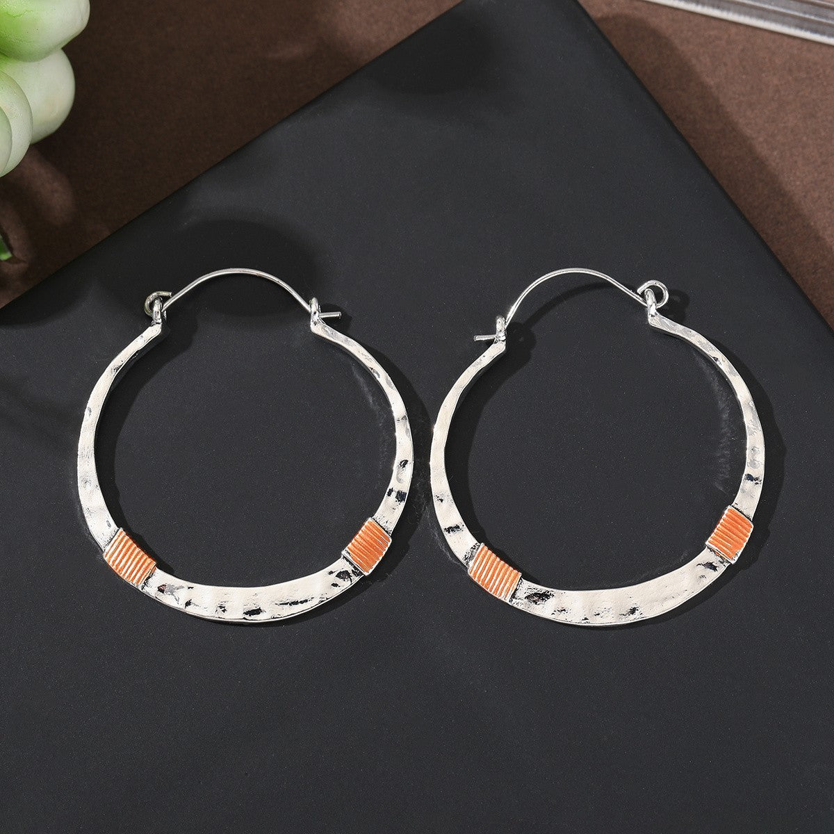 Hammered Wire Wrap Hoop Earrings