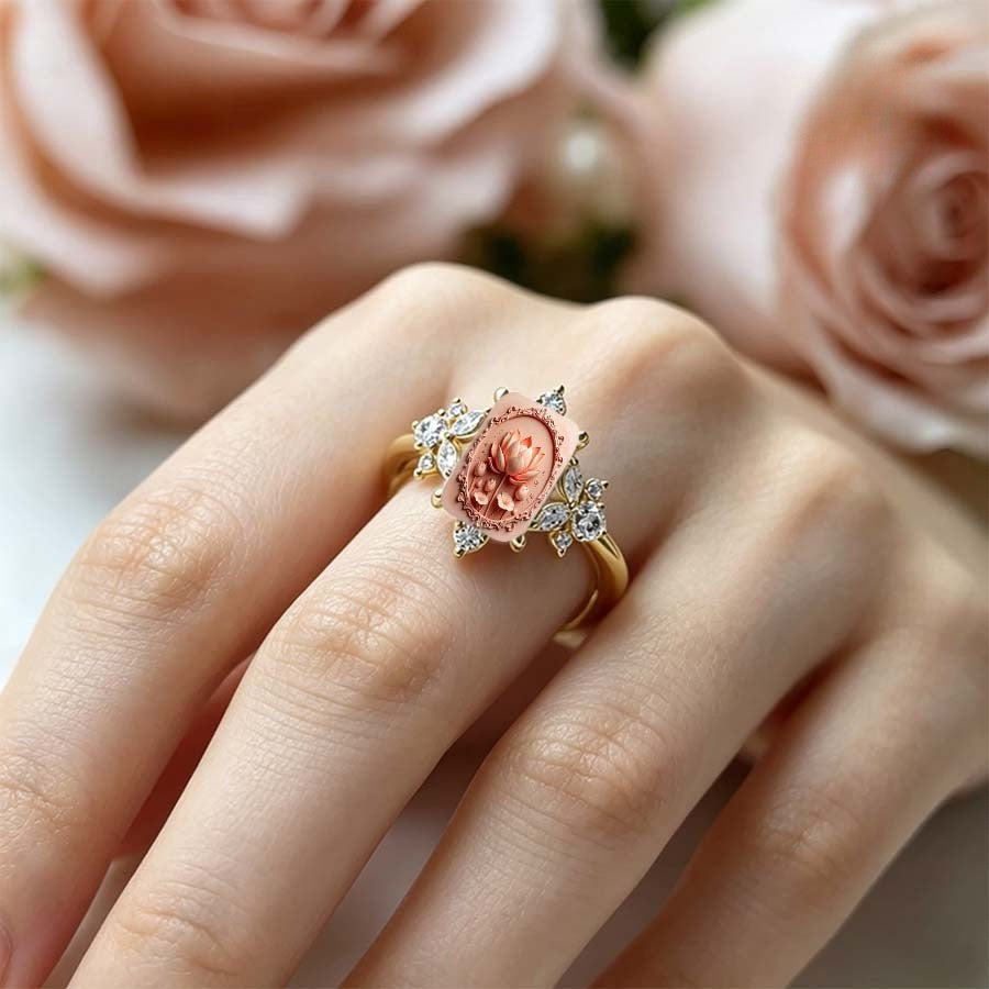 Pink Lotus Cameo Ring