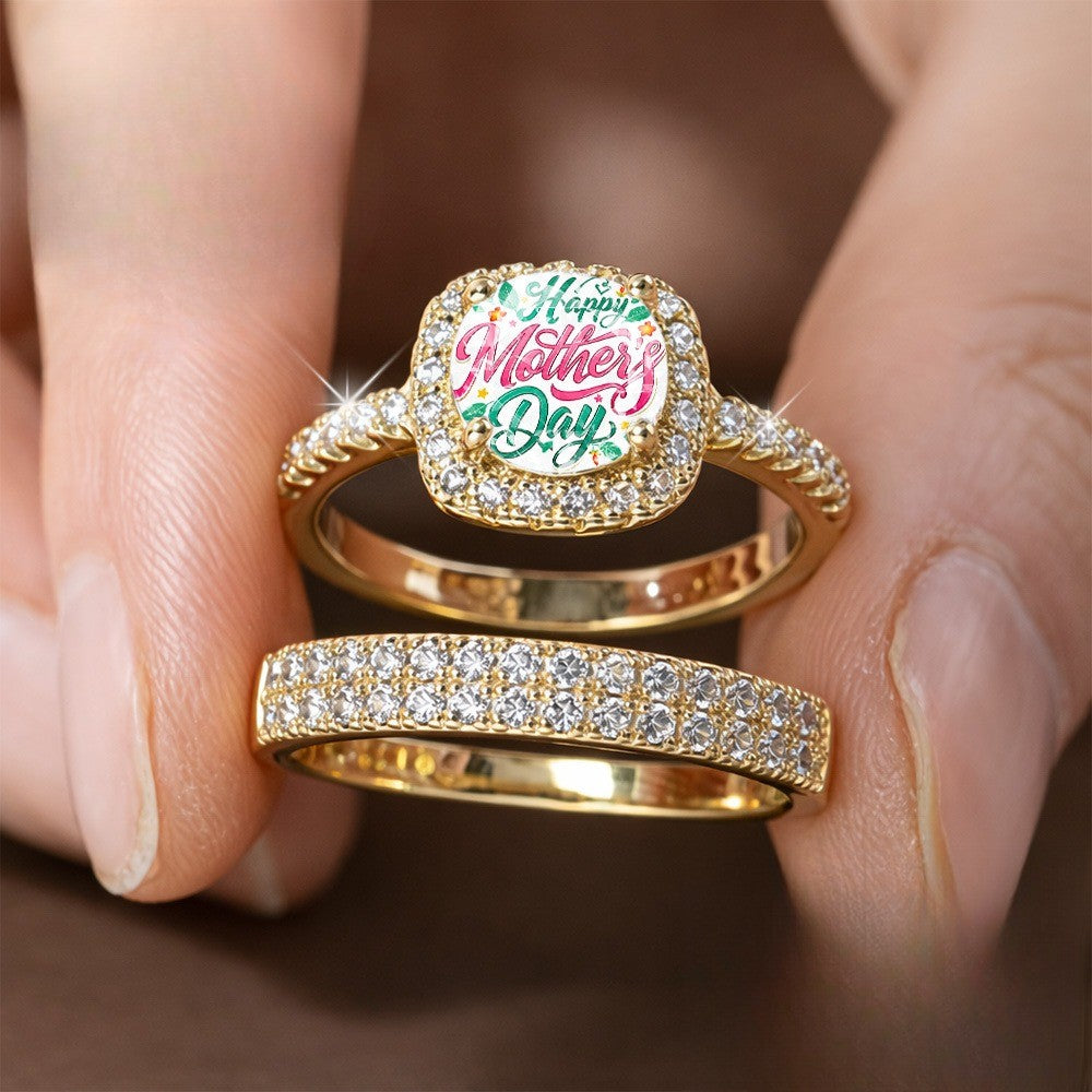 Happy Mother's Day Script Ring Set