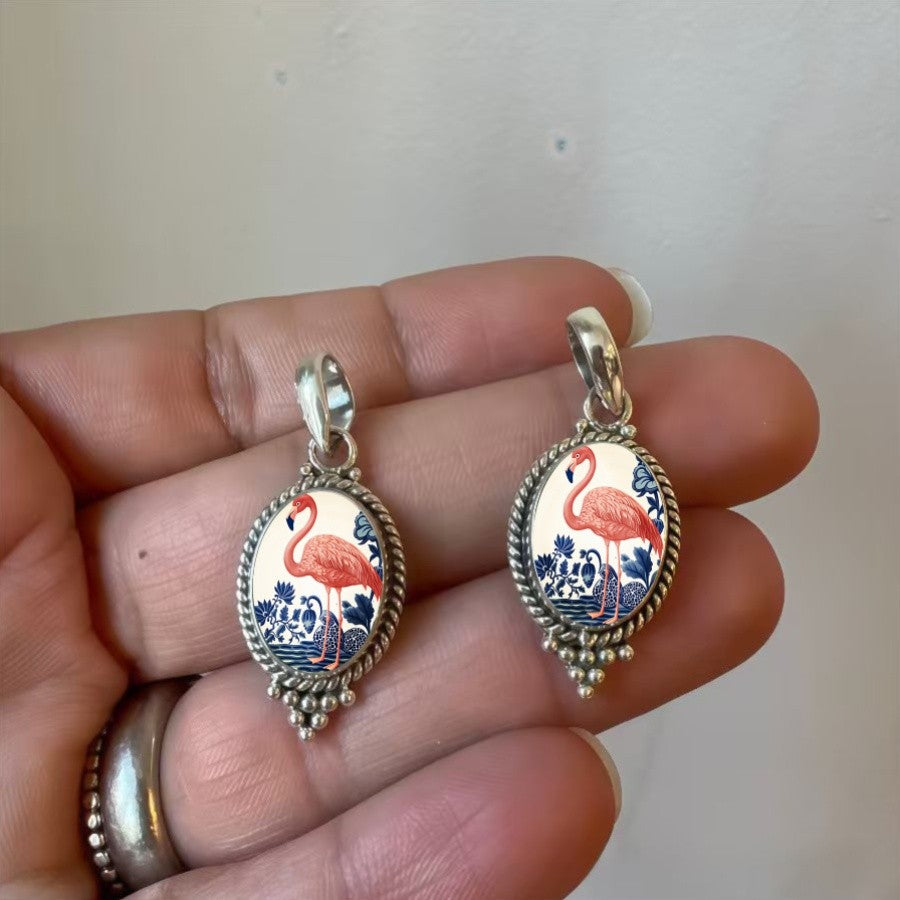 Flamingo Oval Pendant Necklace