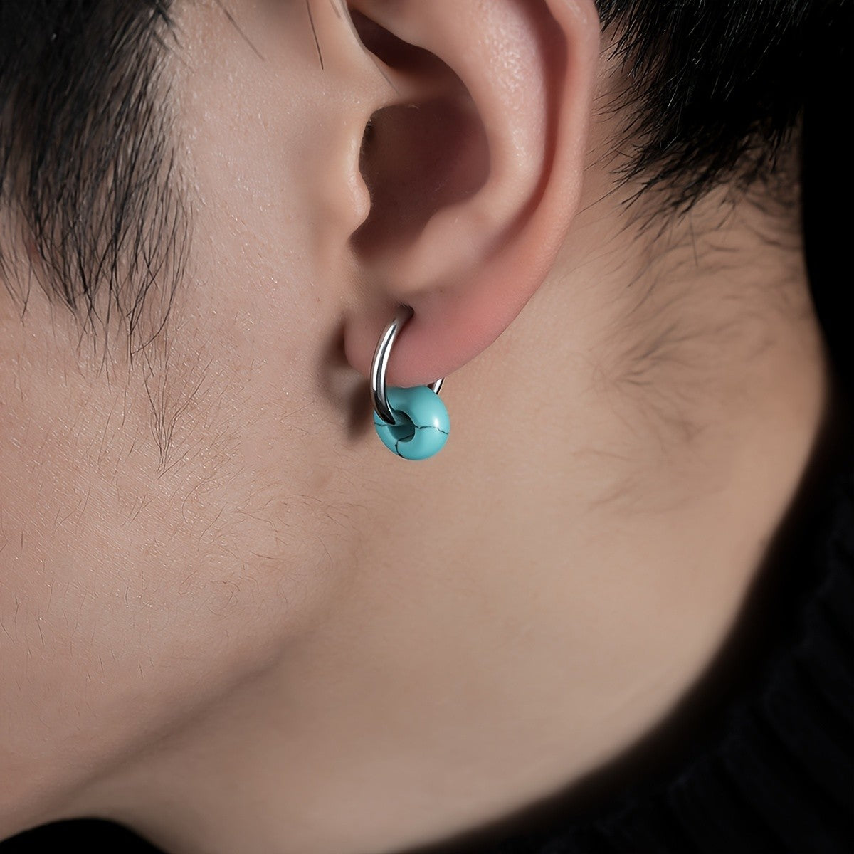 Turquoise Oval Hoop Earrings