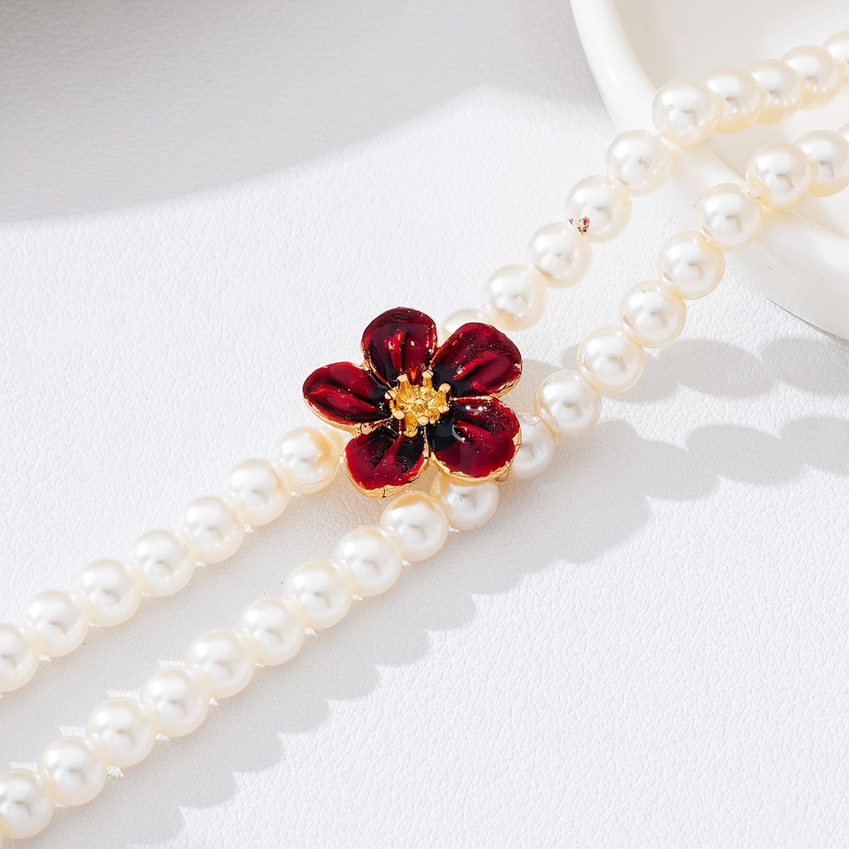 Red Flower Pearl Anklet