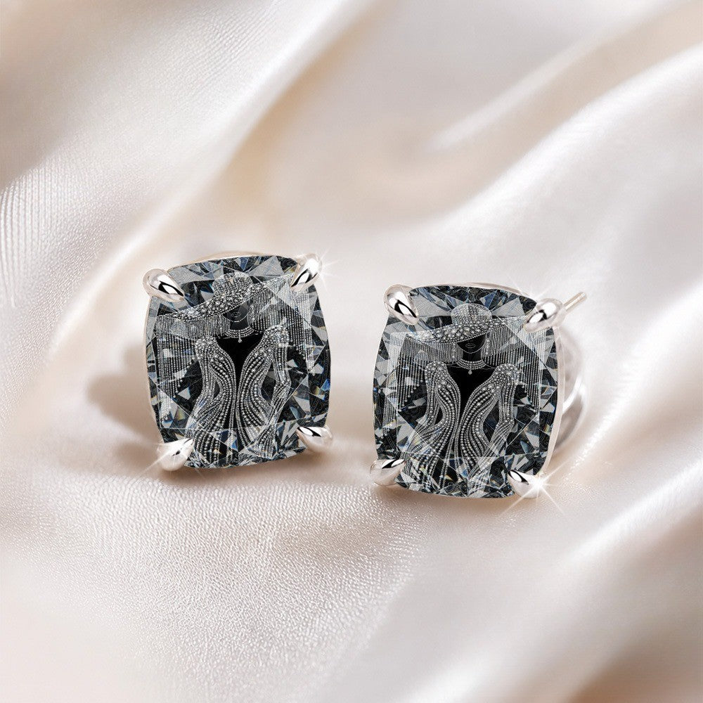 Black Lace Square Earrings