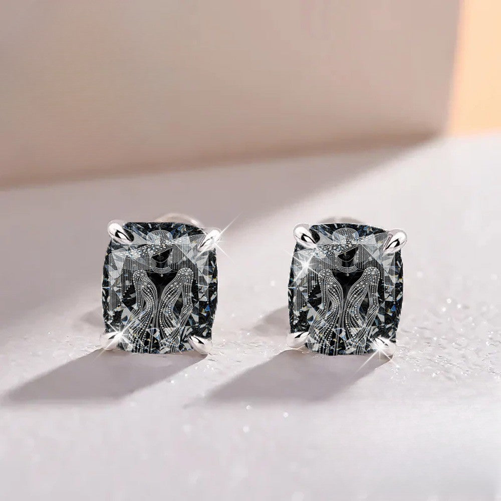 Black Lace Square Earrings