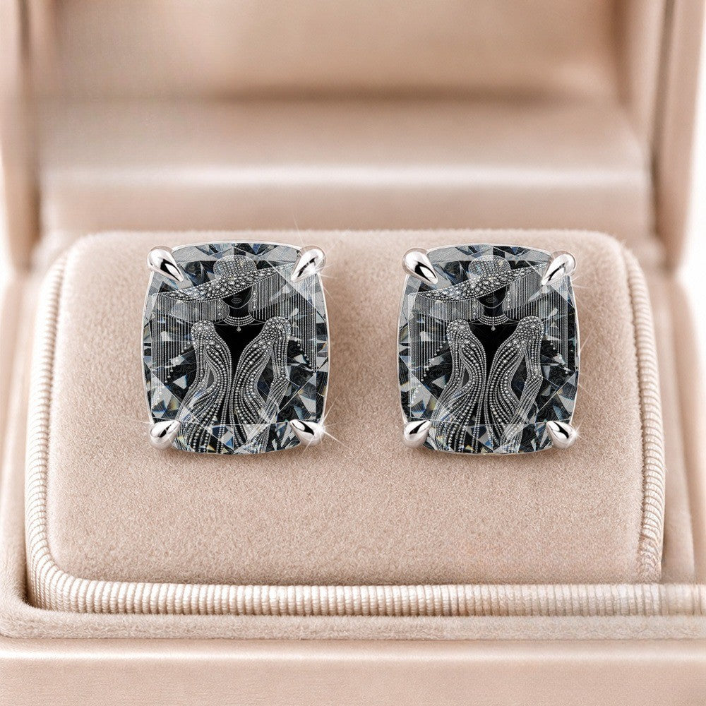 Black Lace Square Earrings
