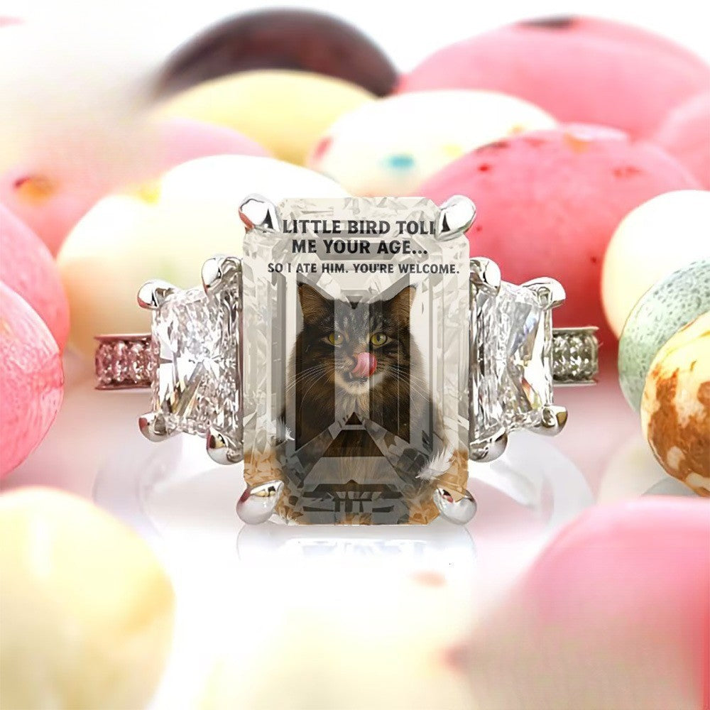 Little Bird Cat Square Ring