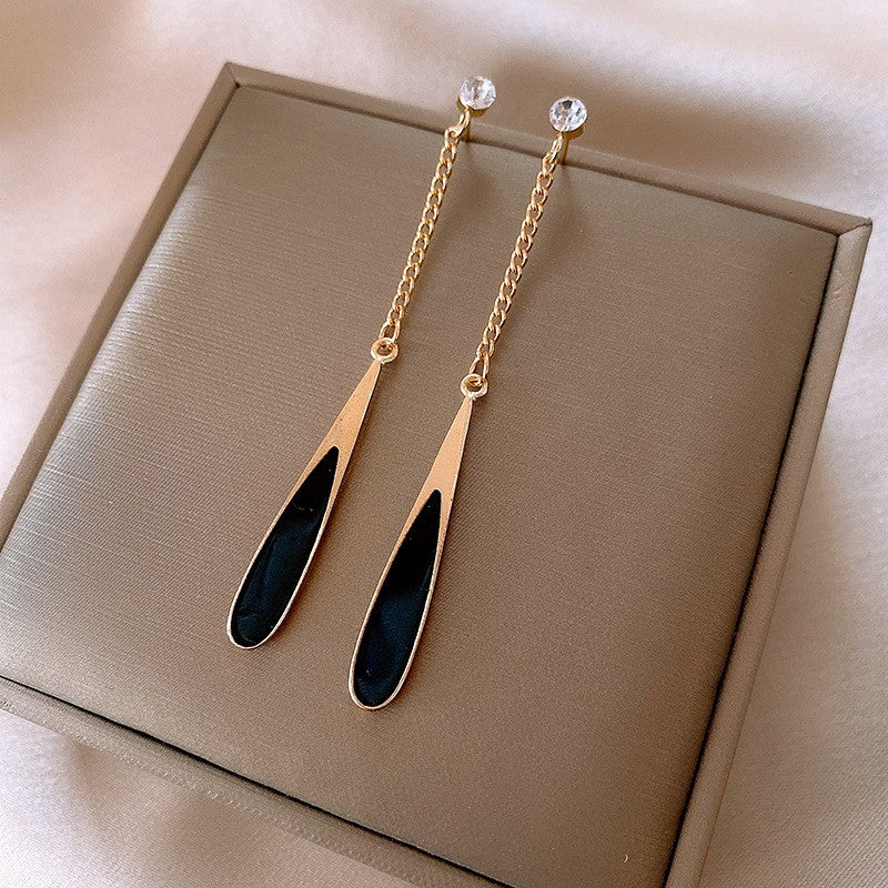 Black Drop Chain Earrings