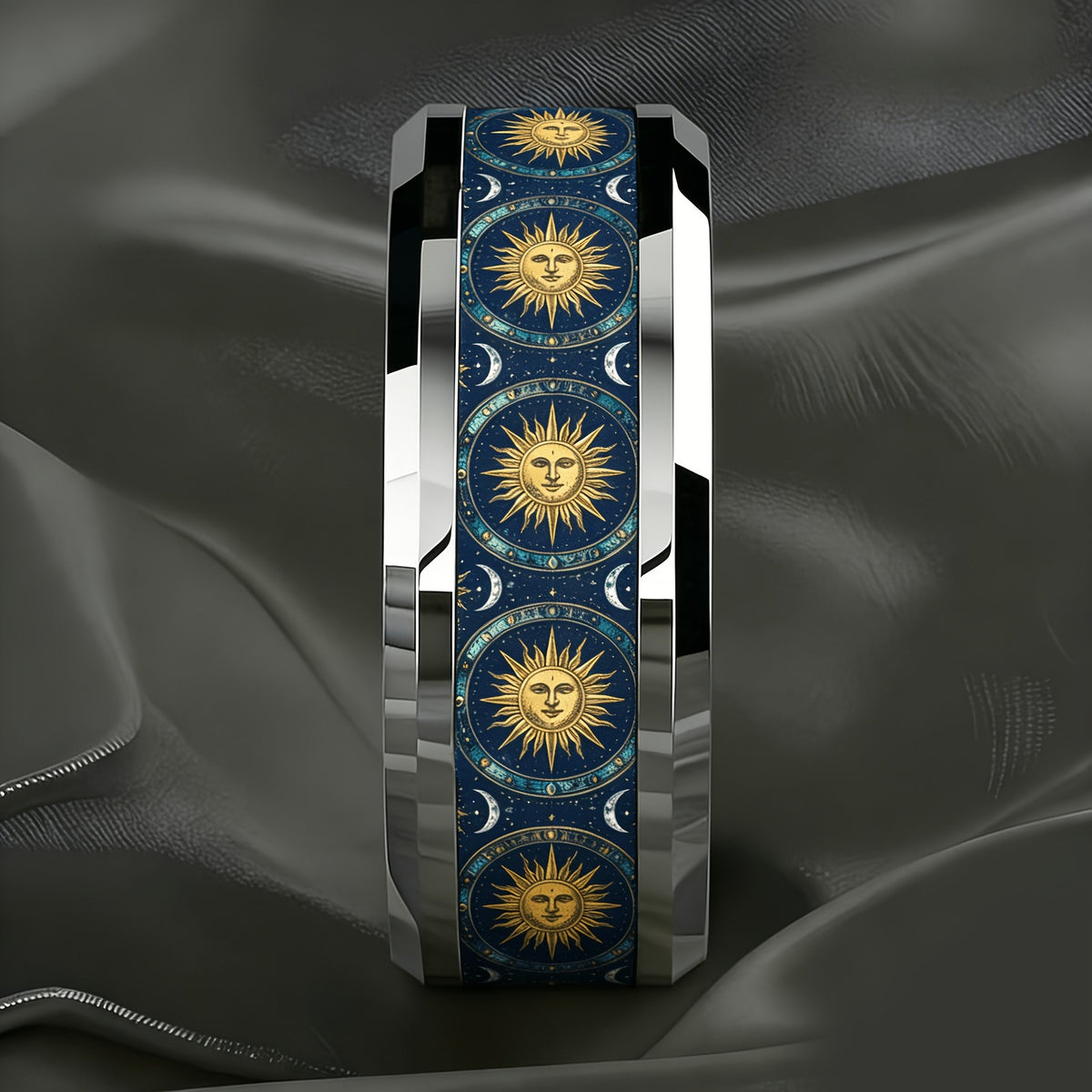 Navy Sun & Moon Inlay Ring