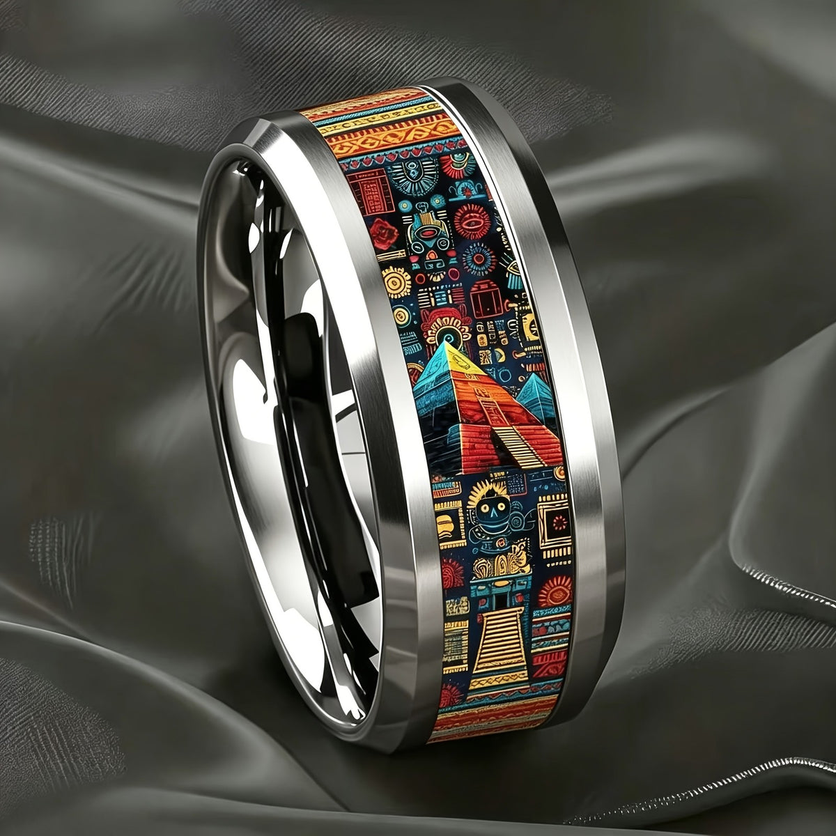 Colorful Pyramid Pattern Ring