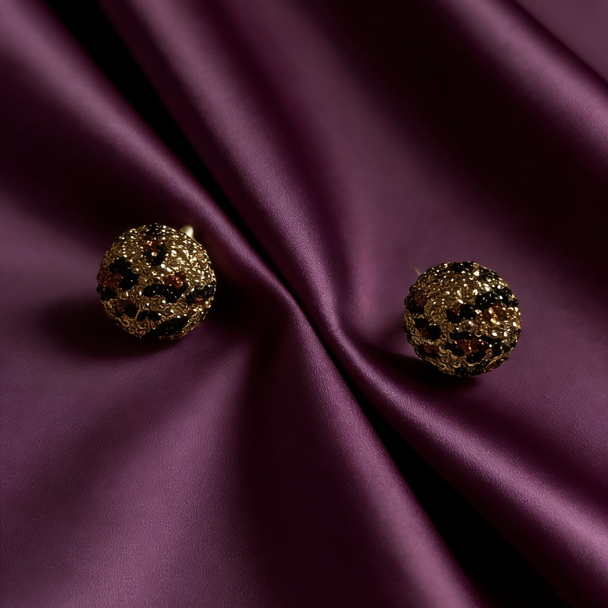 Textured Leopard Stud Earrings