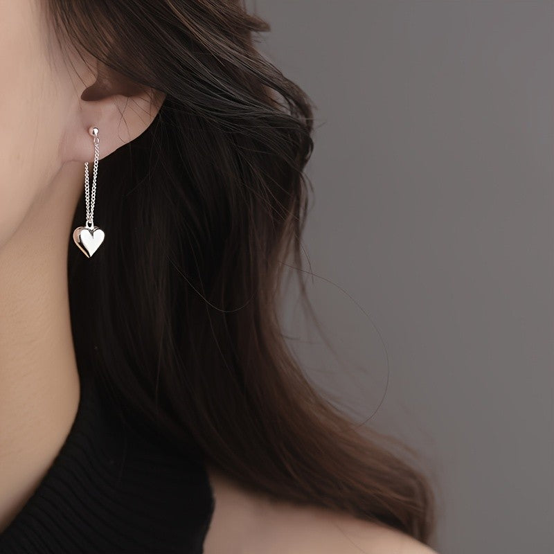 Polished Heart Chain Drop Earrings