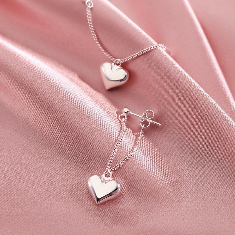 Polished Heart Chain Drop Earrings