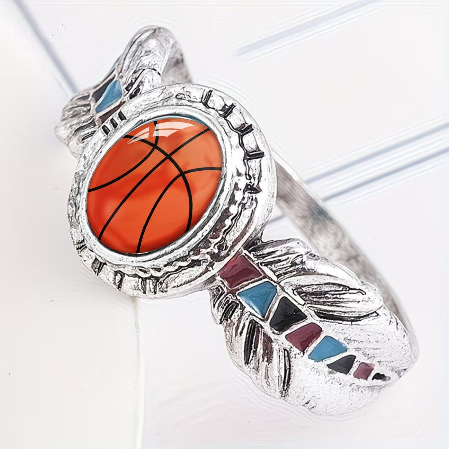 Orange Basketball & Feather Ring