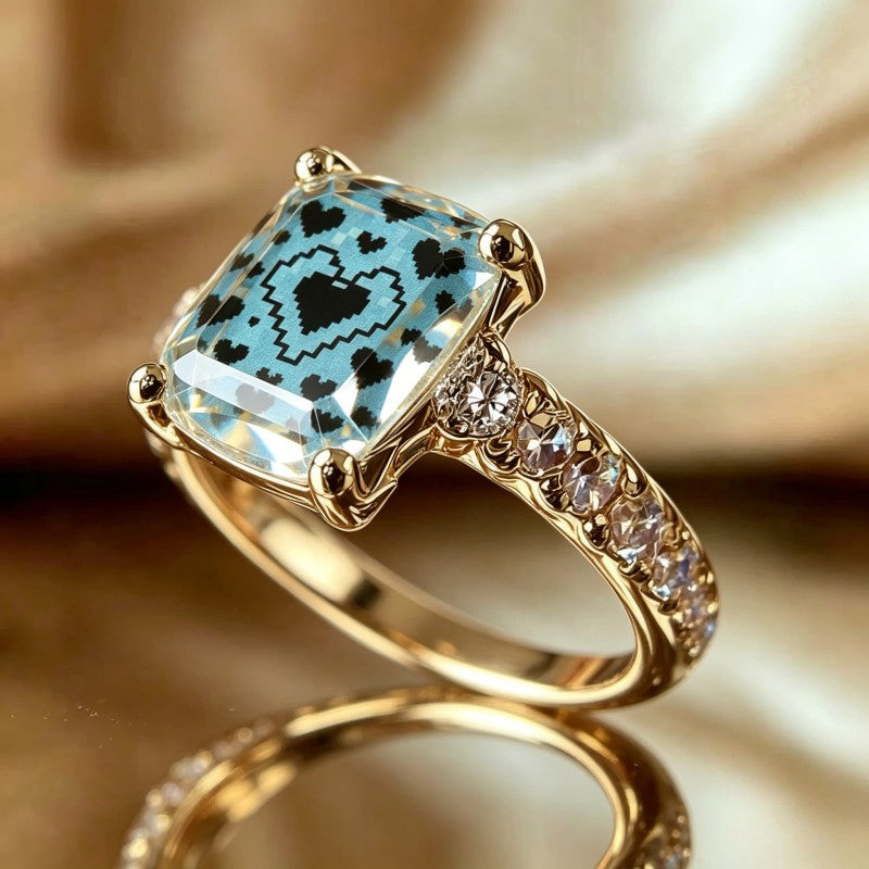 Pixel Heart Square Ring