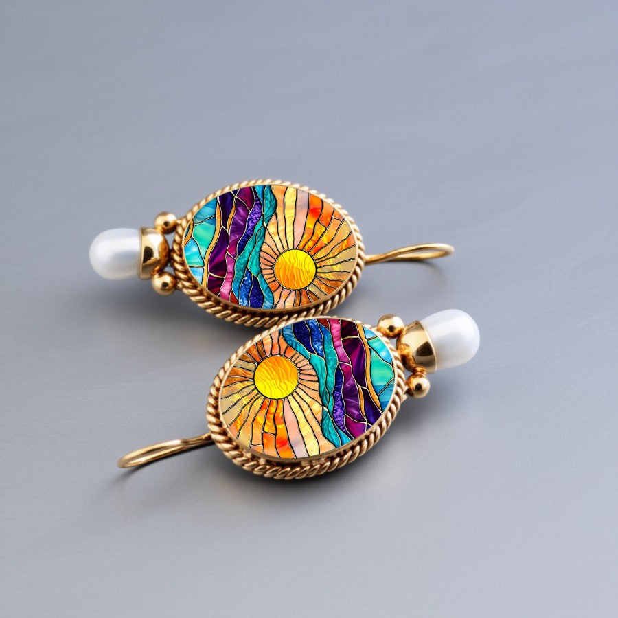 Sunset Ocean Glass Drop Earrings