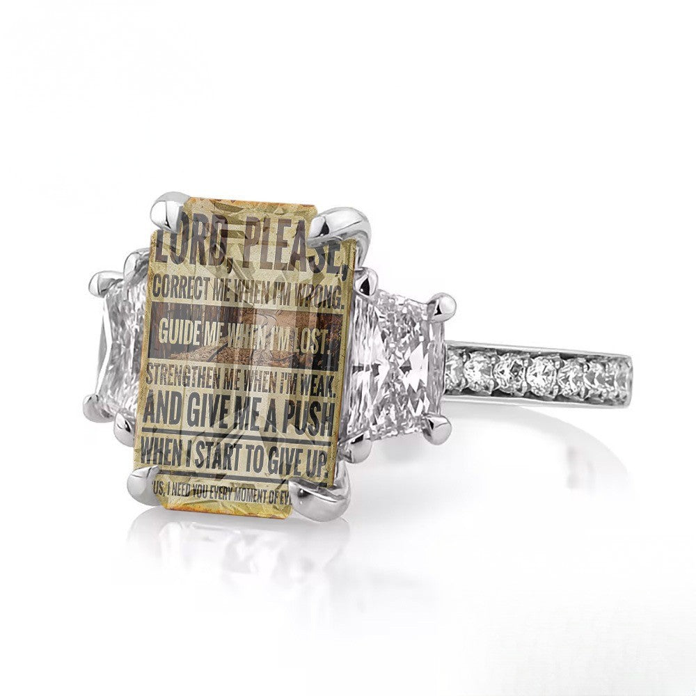 Prayer Message Square Ring