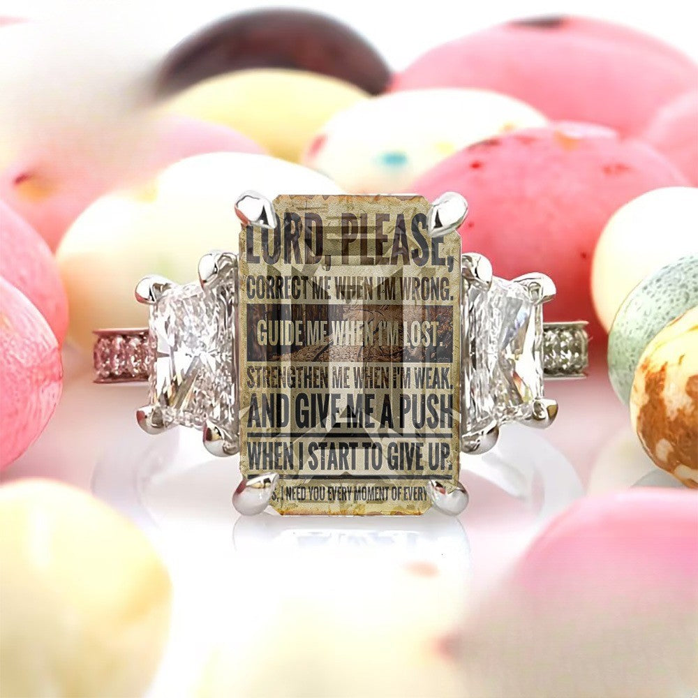 Prayer Message Square Ring