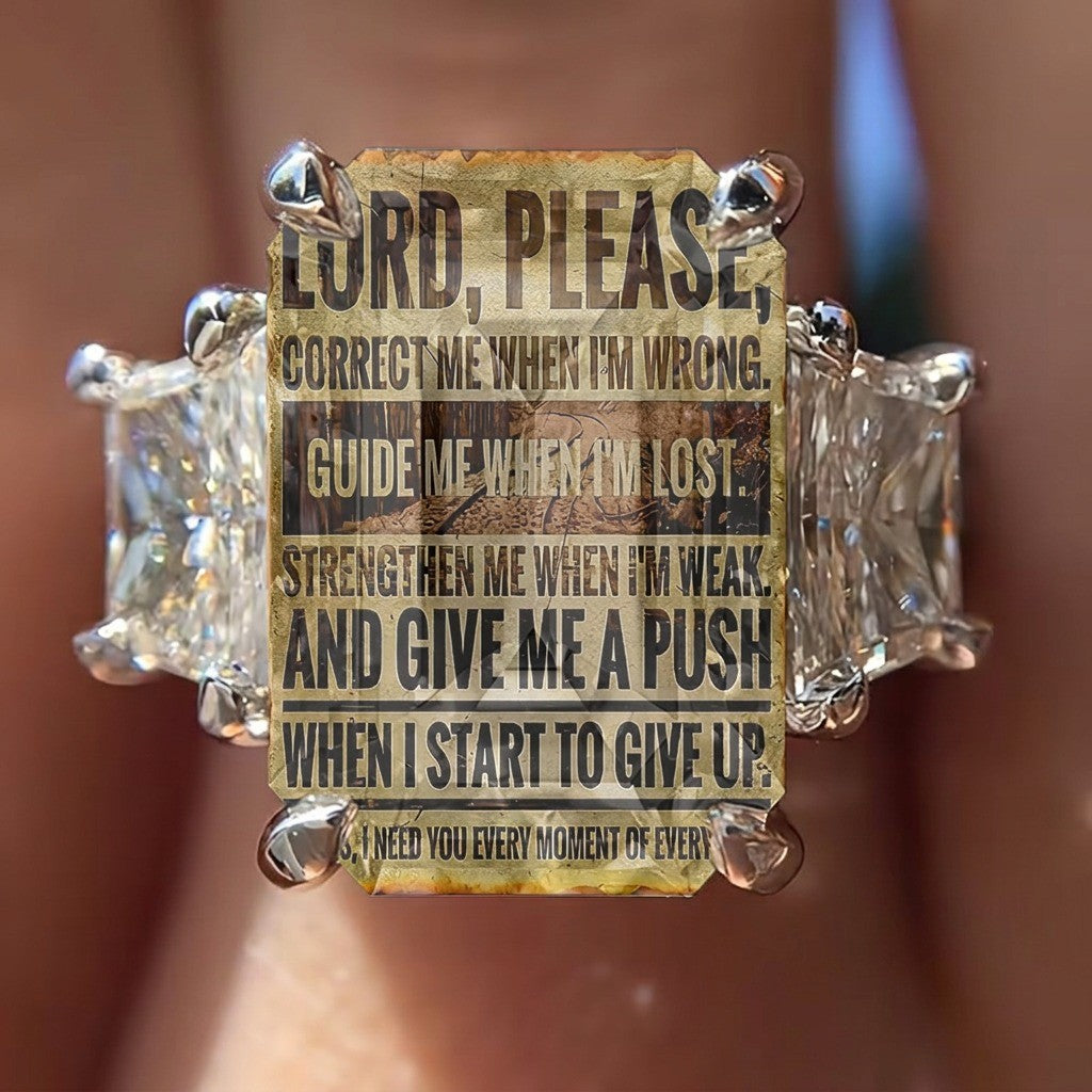 Prayer Message Square Ring