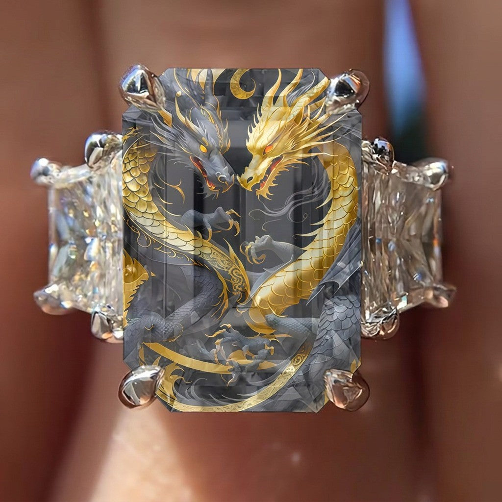 Dual Dragon Square Ring