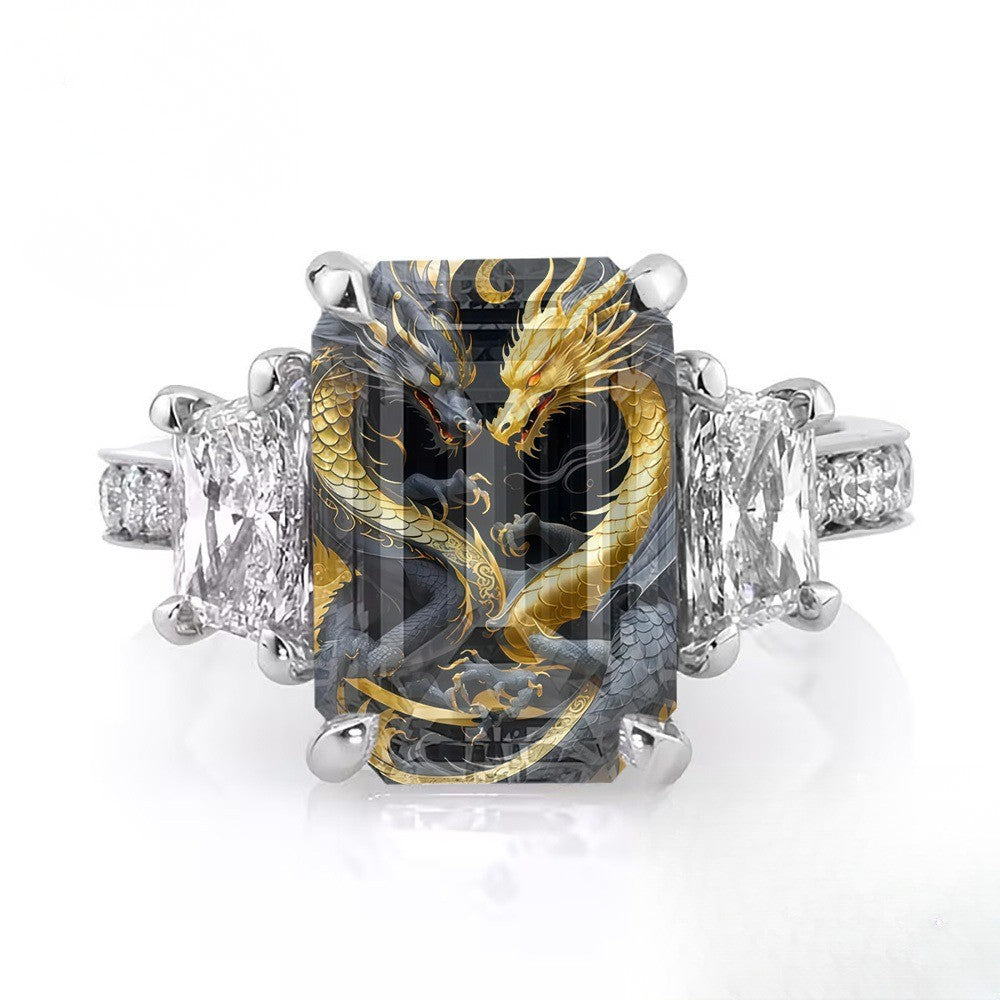 Dual Dragon Square Ring