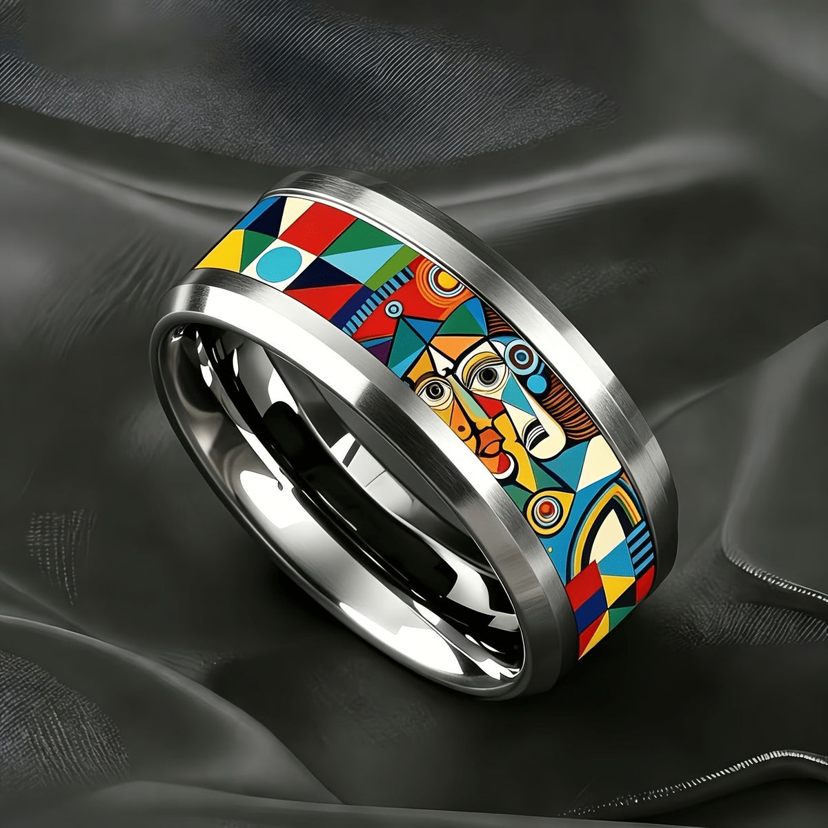 Colorful Abstract Face Ring